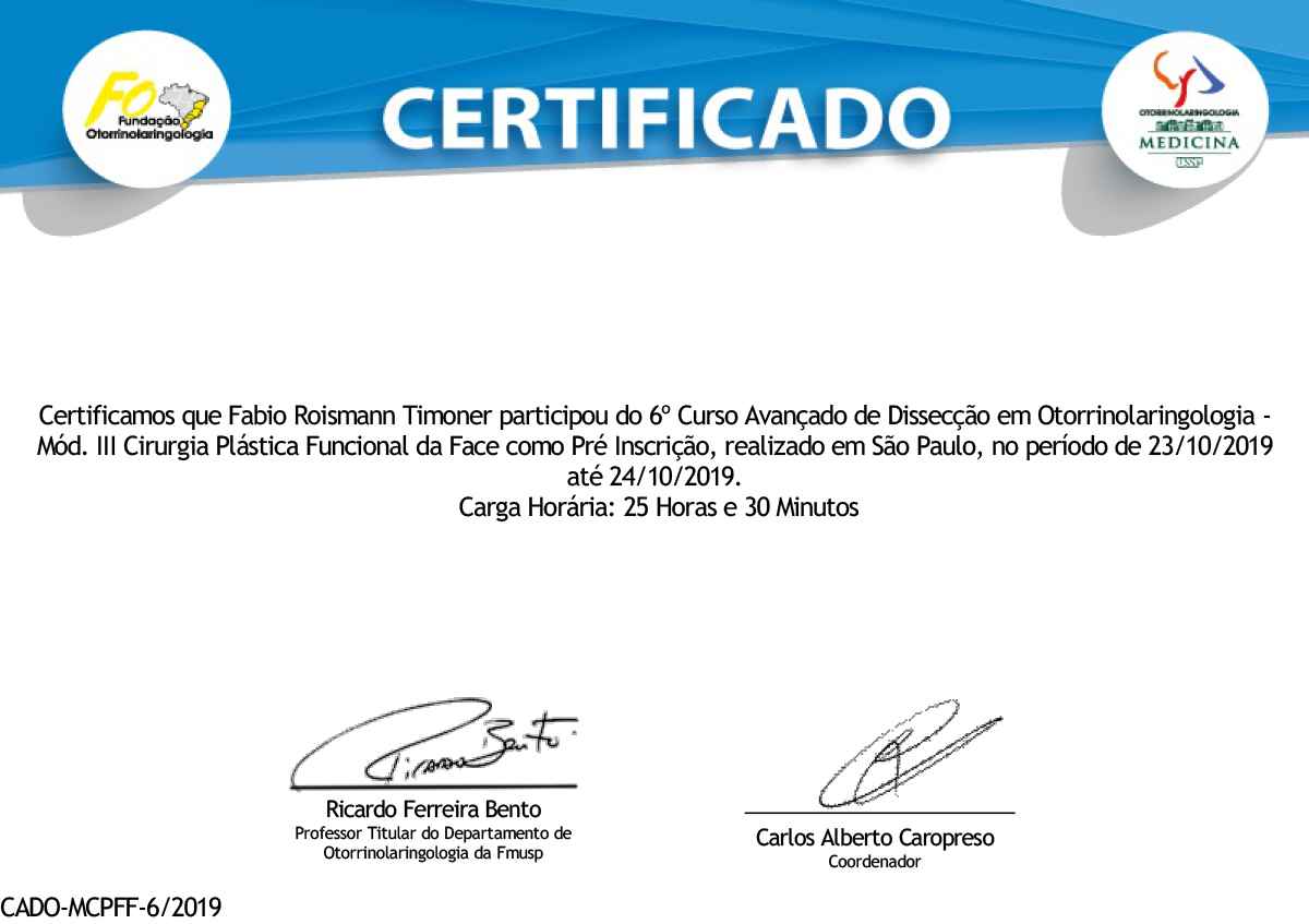 VI Curso Avançado de Dissecção em Otorrinolaringologia